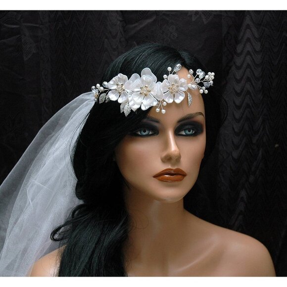 Bridal Headpiece Flower Hair Vine Wedding Headband Tiara main image 5